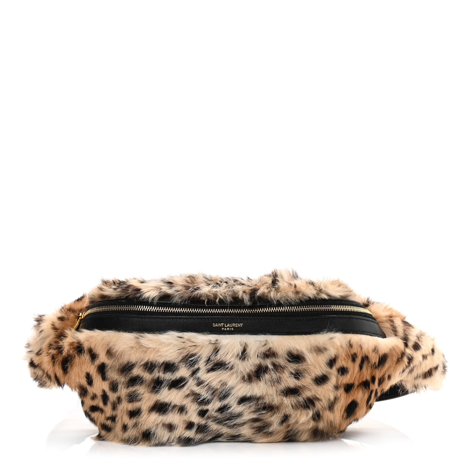 Saint Laurent Rabbit Fur Leopard Print Belt Bag Beige 1 of 14