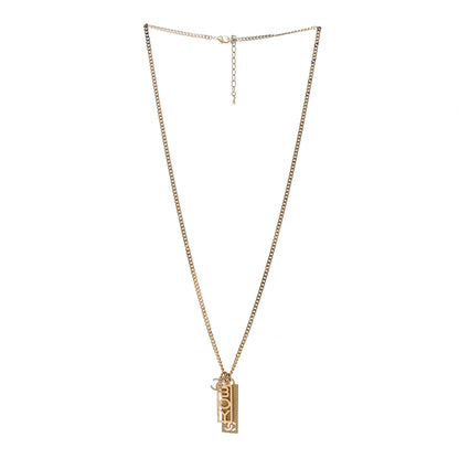 Chanel Metal Crystal CC Boy Pendant Long Necklace Gold 3 of 5
