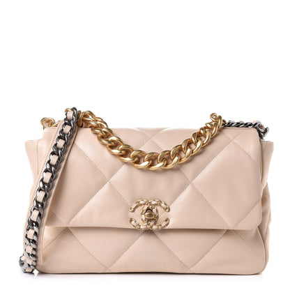 Chanel Goatskin Quilted Large Chanel 19 Flap Beige 1 of 11