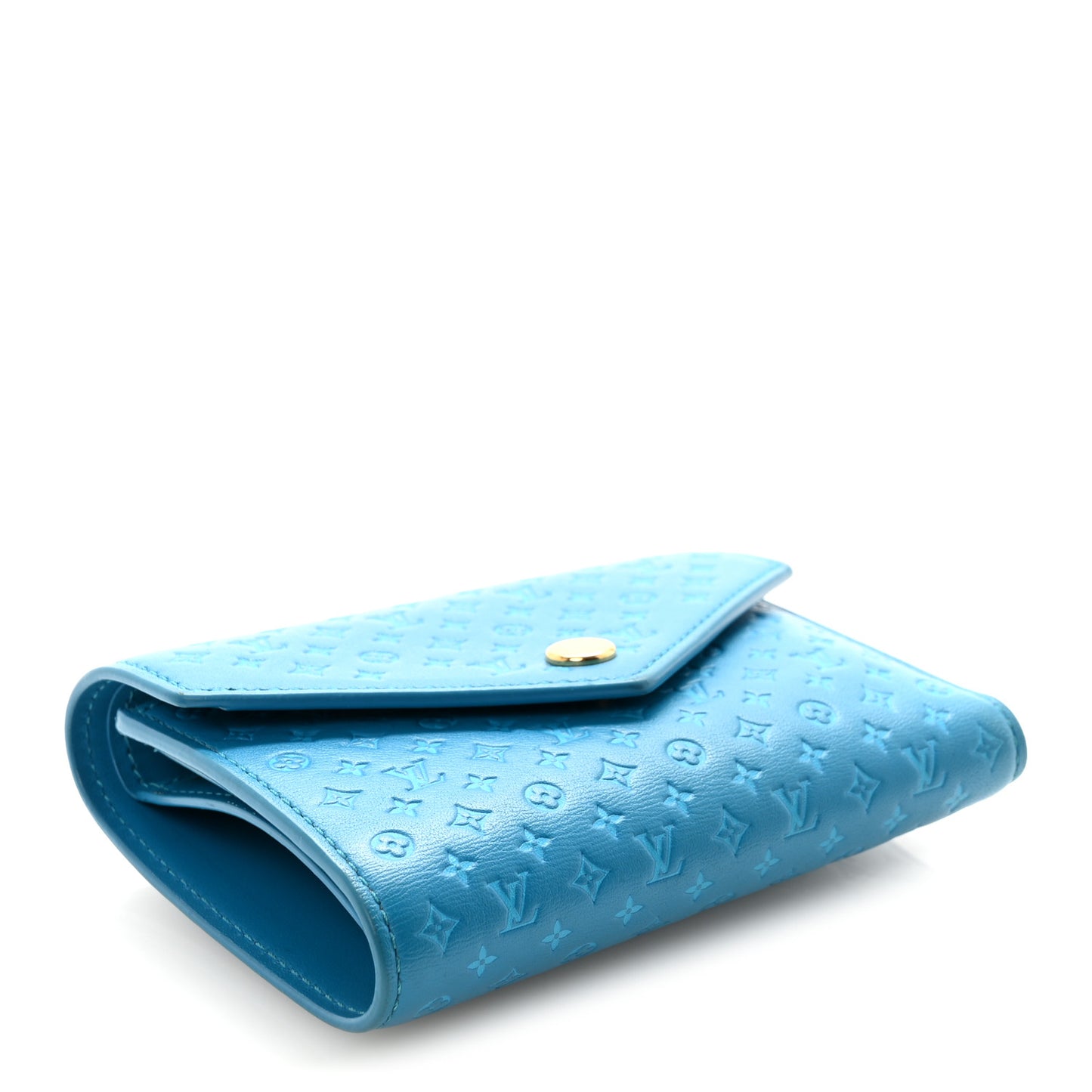 Calfskin Nanogram Embossed Victorine Wallet Bleu
