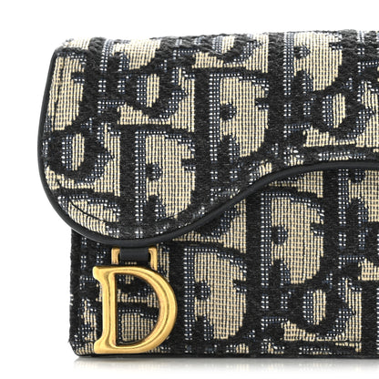 Christian Dior Oblique Saddle Card Holder Blue 9 of 11