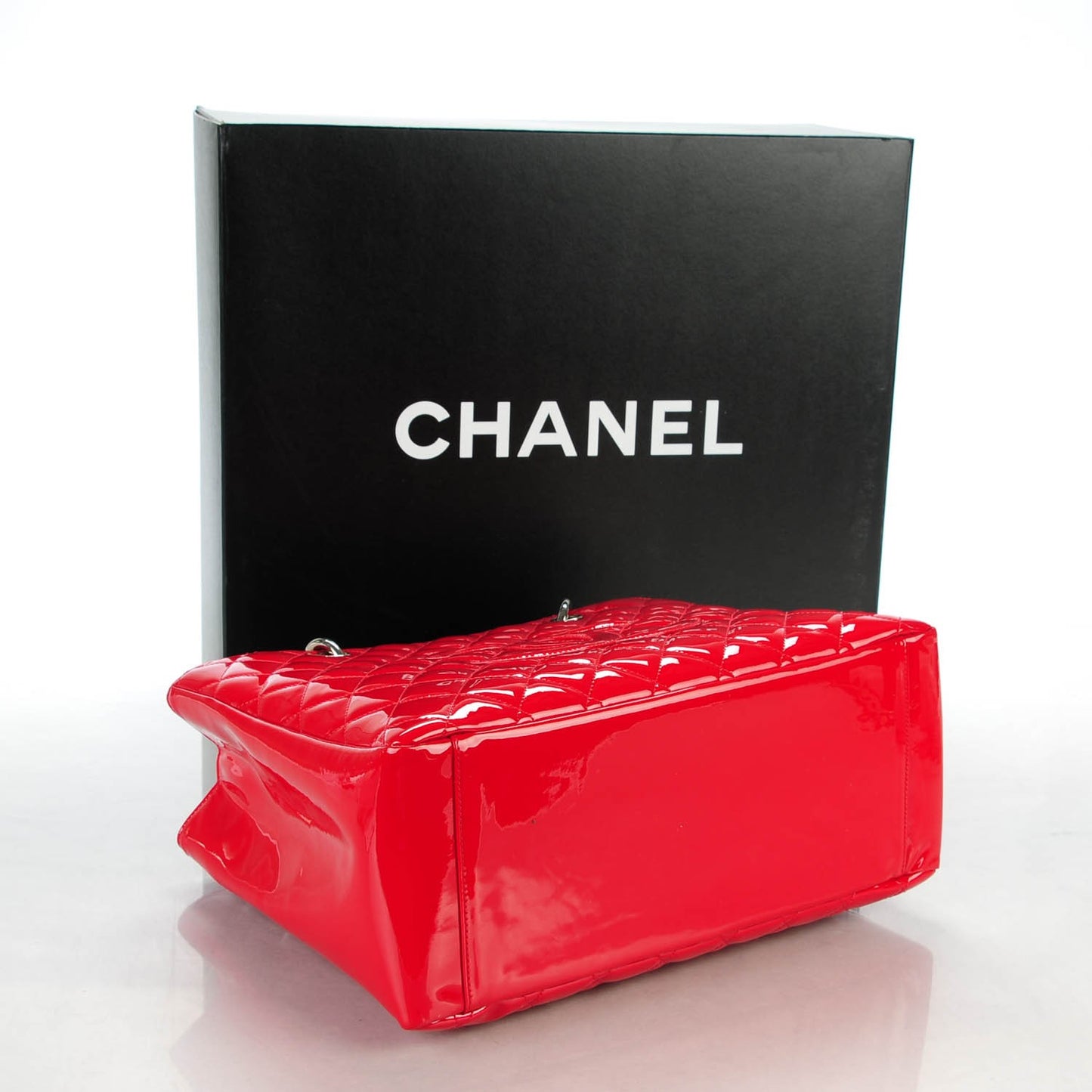 Patent Quilted Grand Shopping Tote GST Red