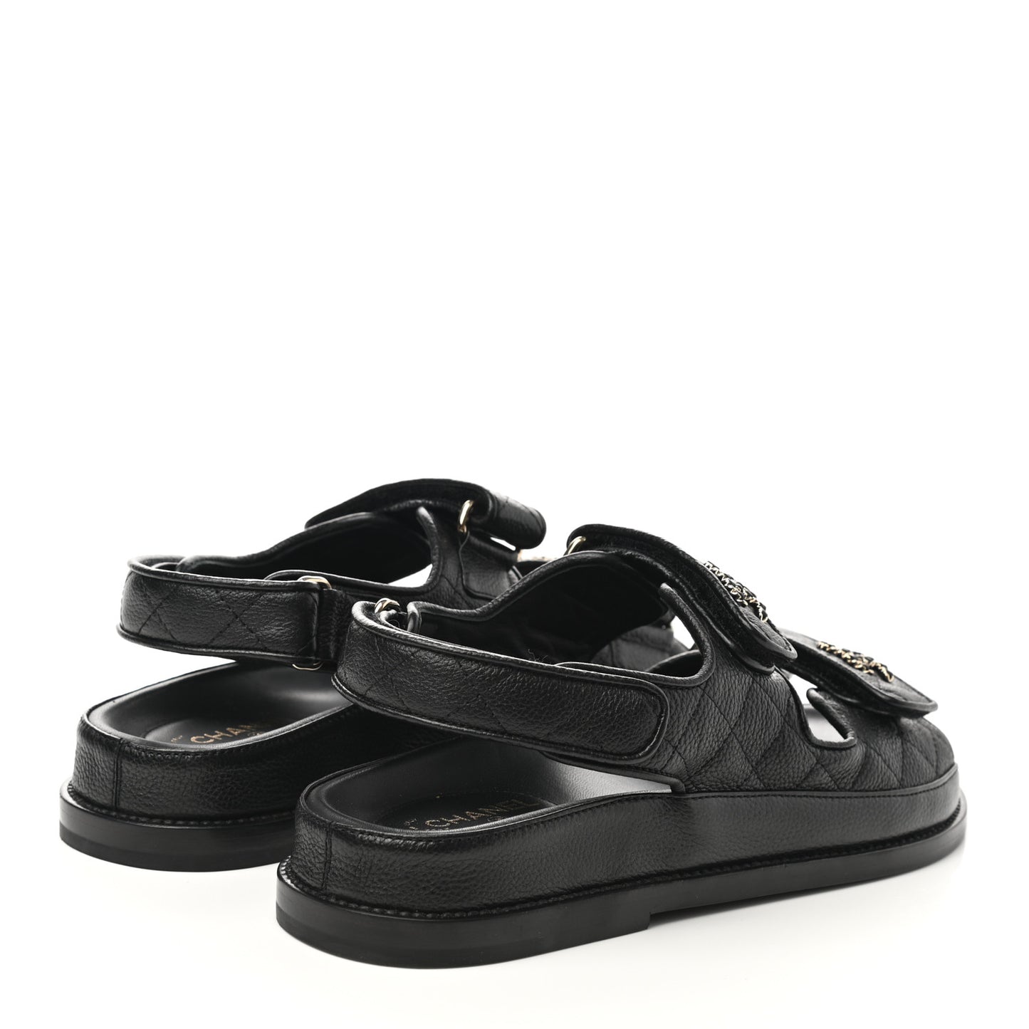 Grained Calfskin Velcro Dad Sandals 36.5 Black