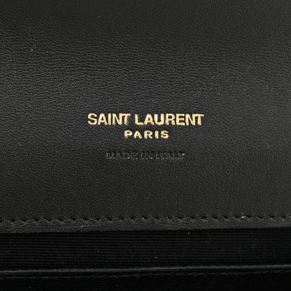 Saint Laurent Crinkled Calfskin Mixed Matelasse Triquilt Monogram Clutch Black 7 of 9