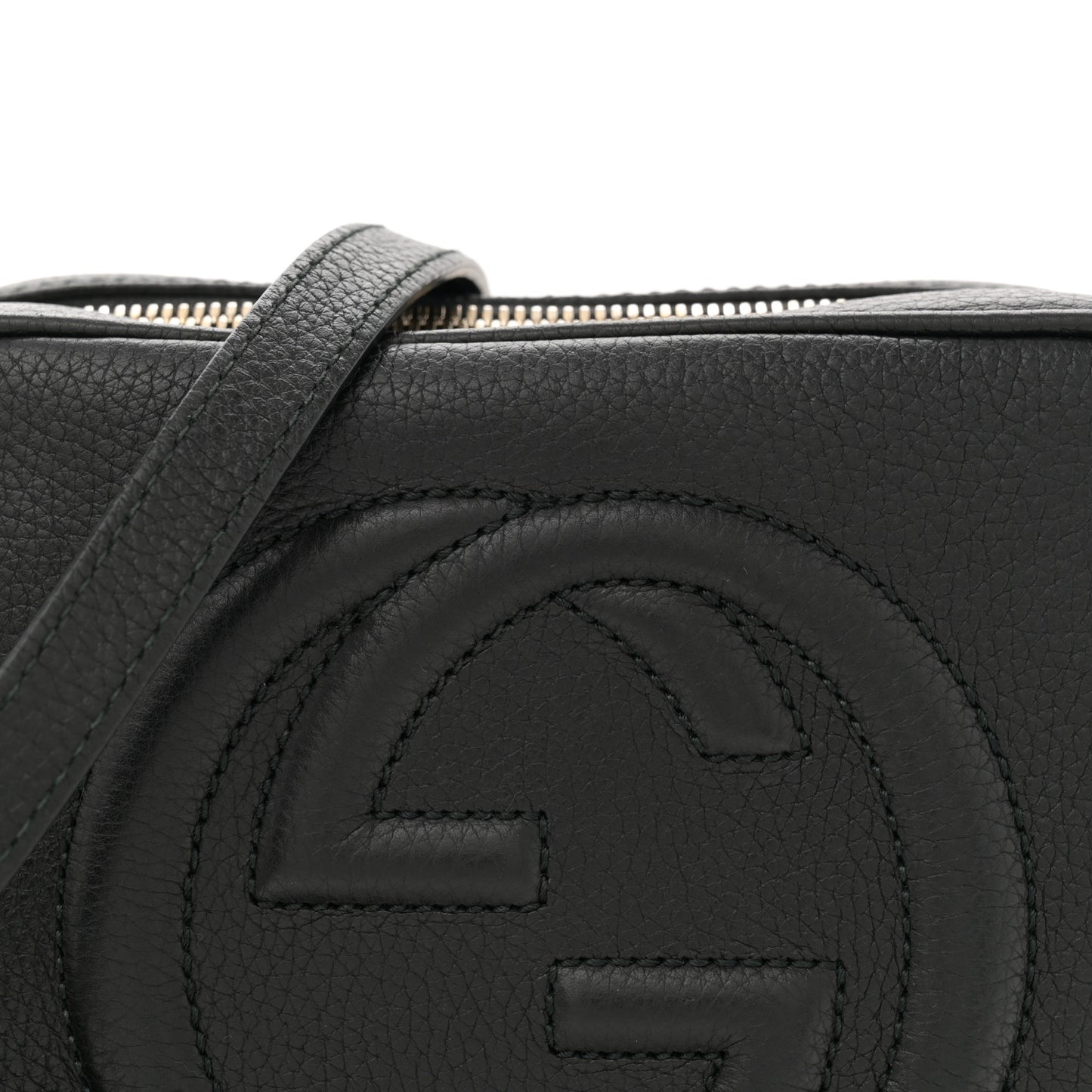 Pebbled Calfskin Small Soho Disco Bag Black