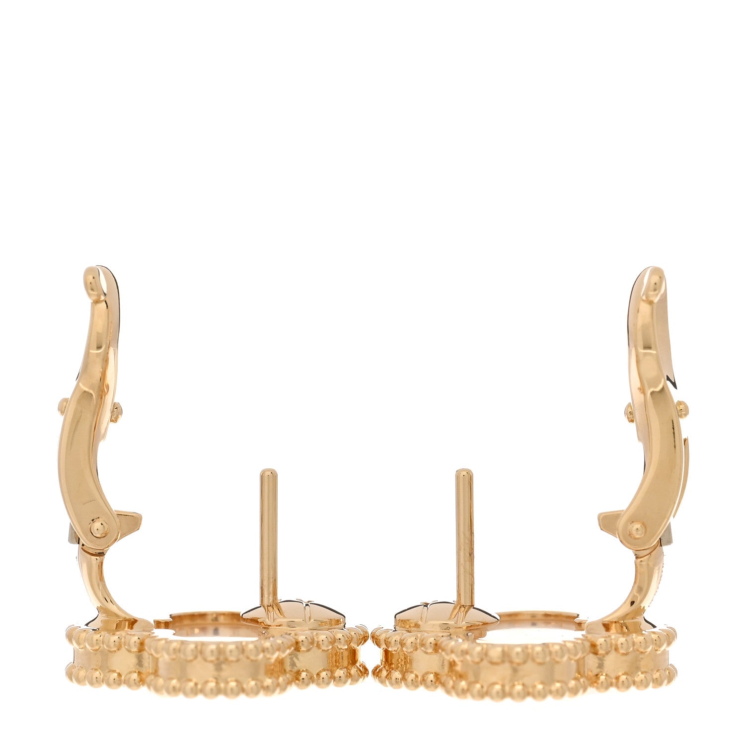Van Cleef & Arpels 18K Yellow Gold Mother of Pearl Vintage Alhambra Earrings 3 of 5