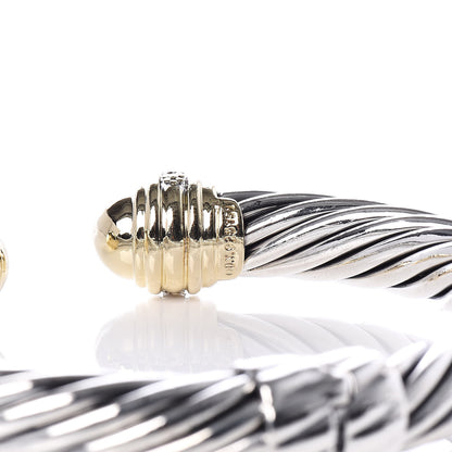 David Yurman Sterling Silver 18K Yellow Gold Diamond 10mm Cable Classics Dome Bracelet 4 of 6