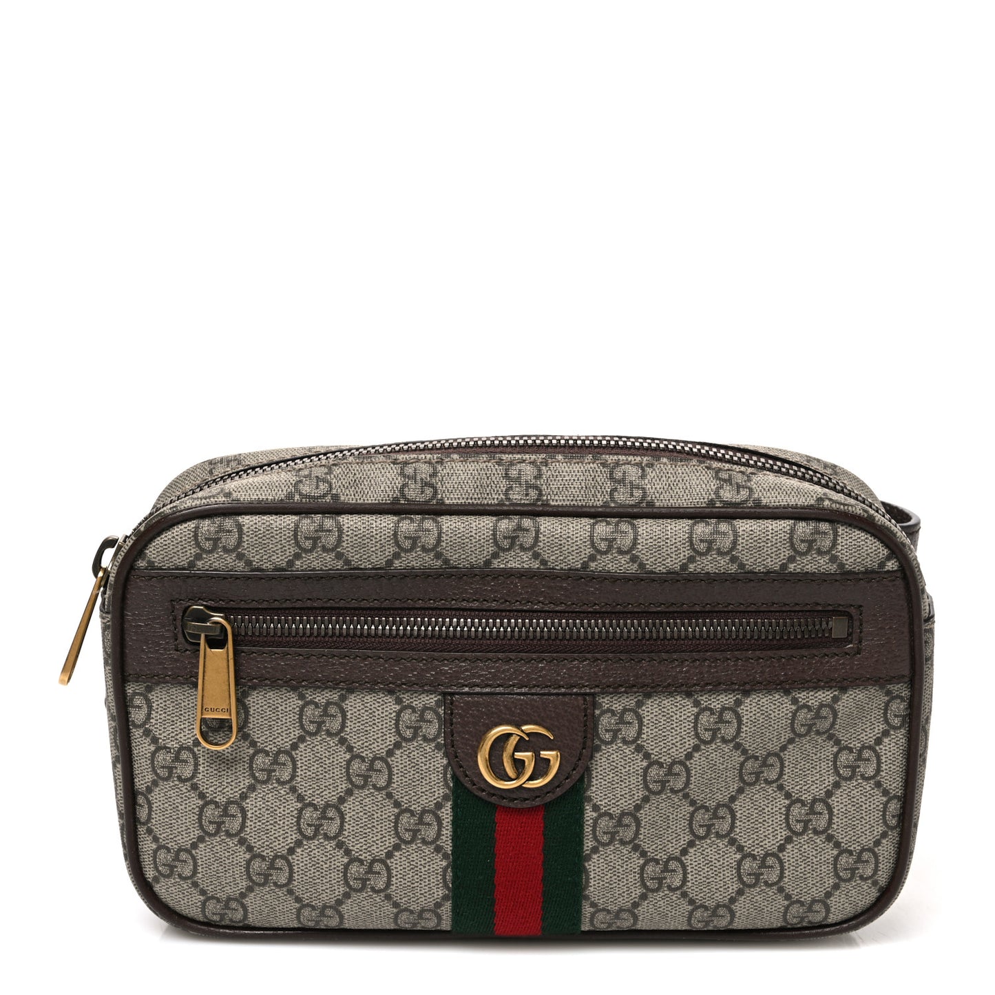 Soft GG Supreme Monogram Medium Ophidia Belt Bag Dark Brown