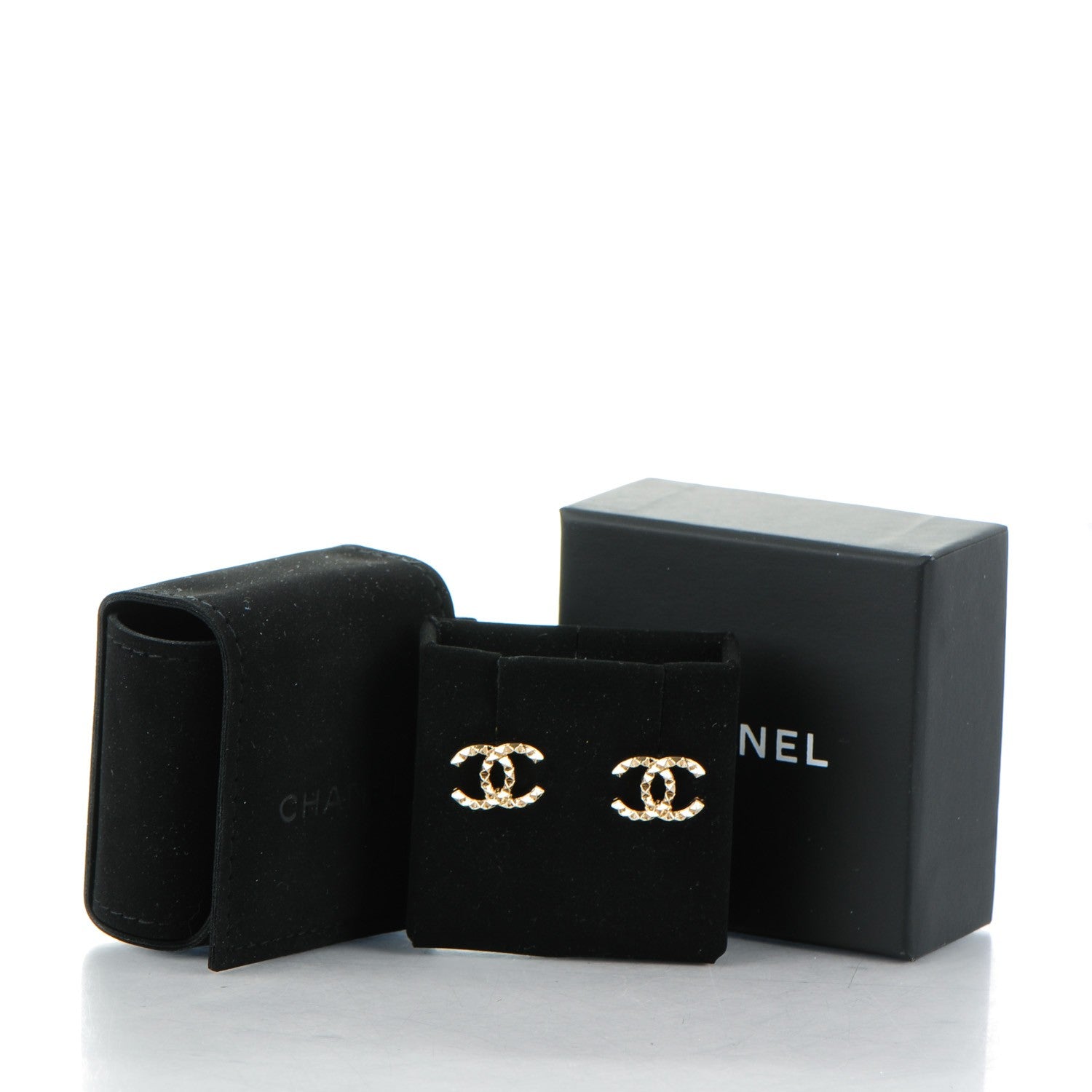 Chanel Studded CC Earrings Gold 5 of 5