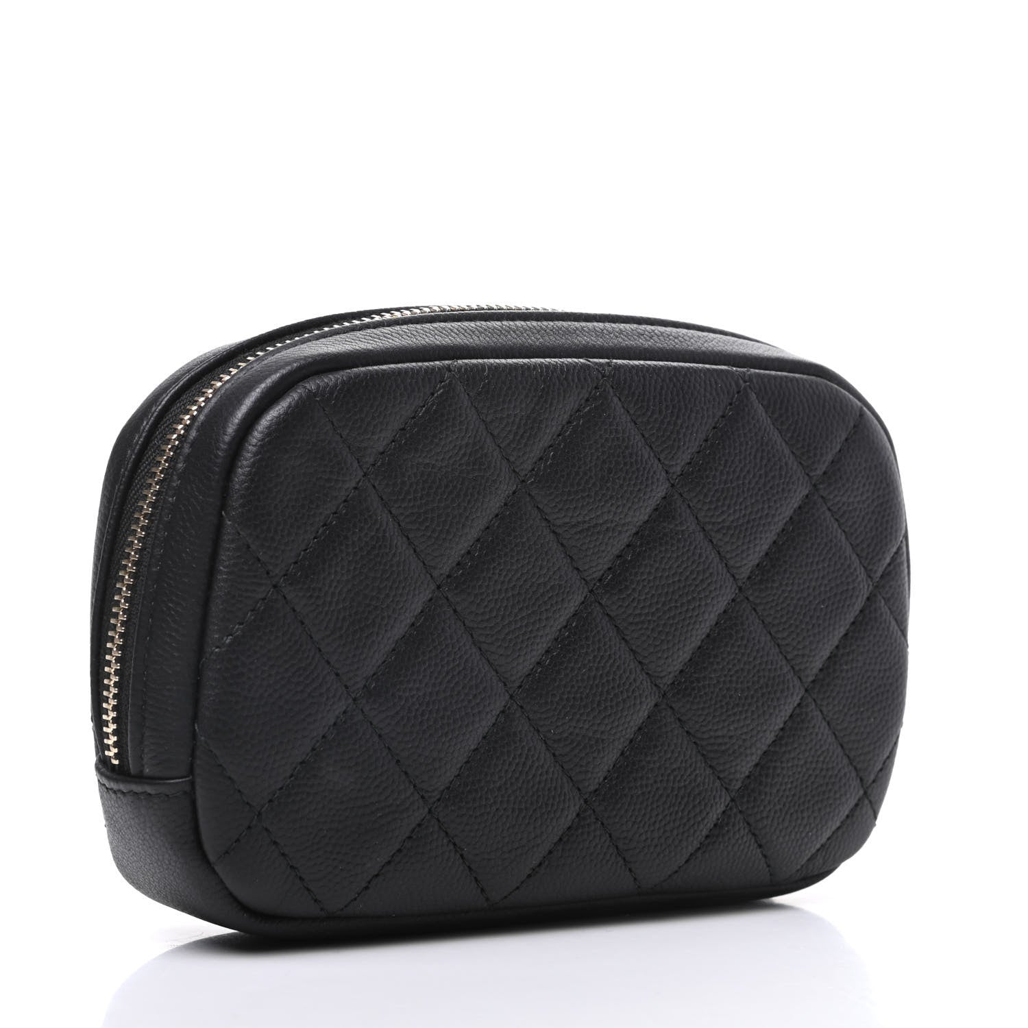Chanel Caviar Quilted Small Curvy Pouch Cosmetic Case Black 3 of 10
