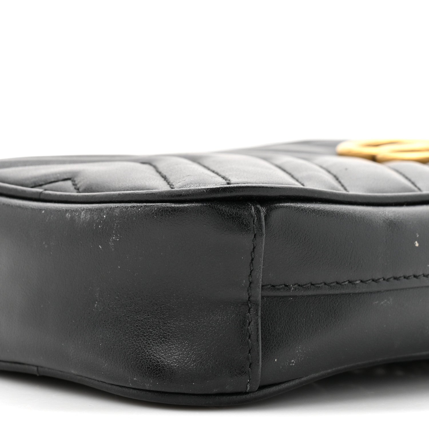 Gucci Calfskin Matelasse Mini GG Marmont Crossbody Bag Black 9 of 16