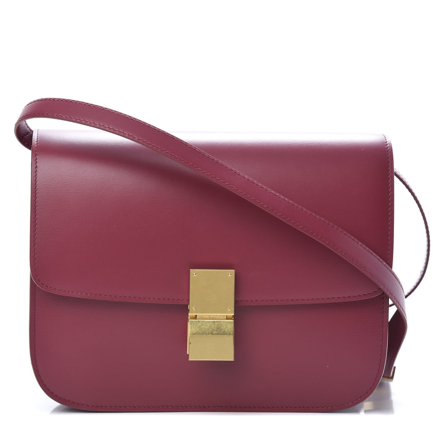Box Calfskin Medium Classic Box Flap Bag Raspberry