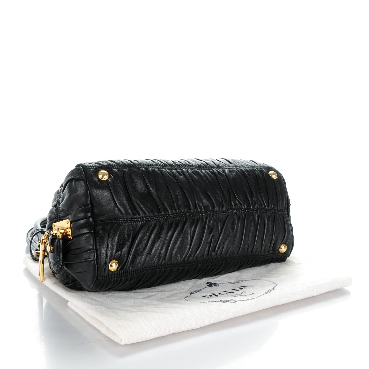 Prada Nappa Gaufre Bow Shoulder Bag Nero Black 4 of 10