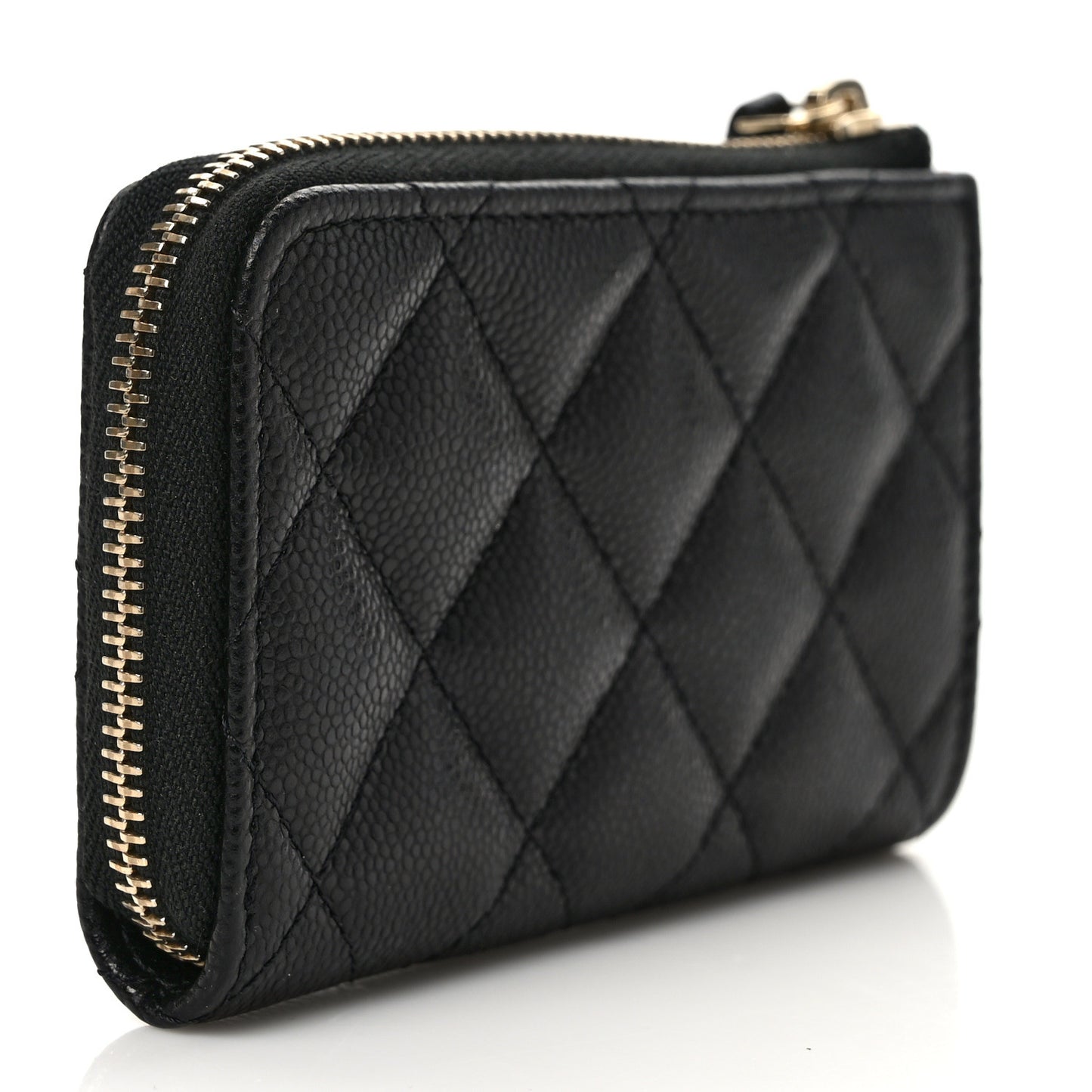 Caviar Quilted Zipped Key Holder Case Black