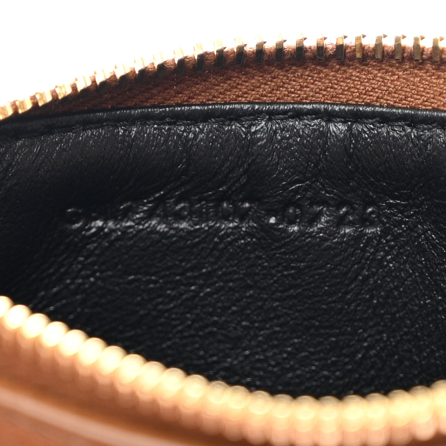 Lambskin Matelasse Cassandre Carre Fragments Zippered Card Case Naturel Dark