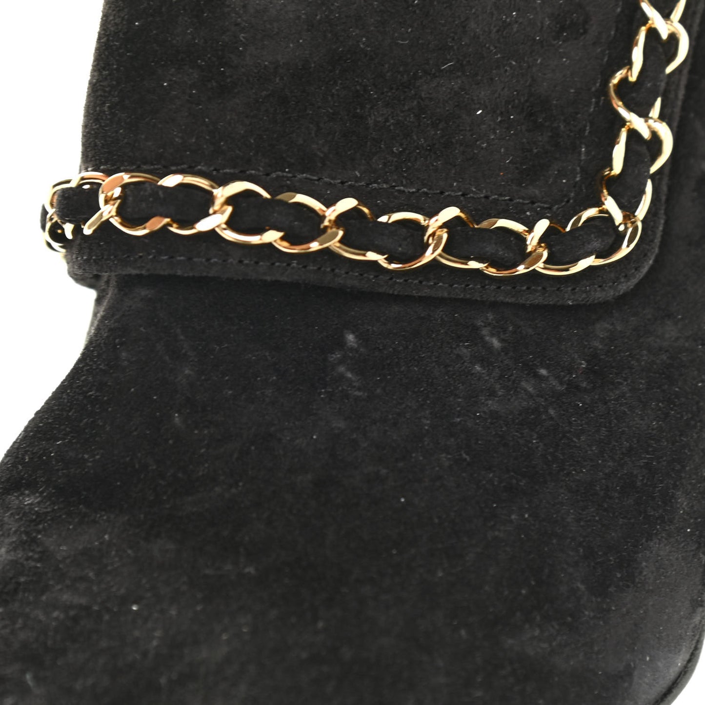Suede Calfskin Chain CC Short Boots 39.5 Black