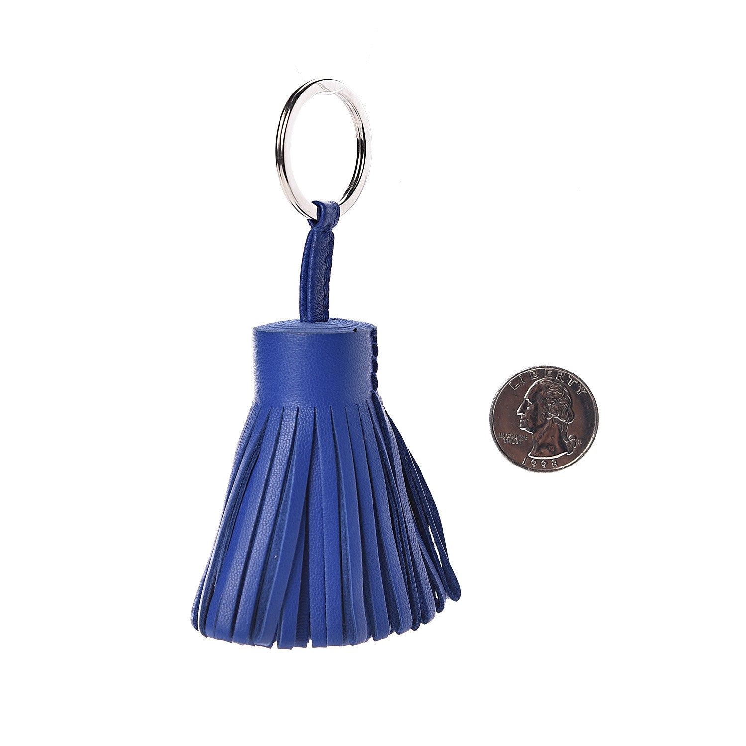 Hermes Lambskin Carmen Tassel Key Holder Bleu Electrique 2 of 3