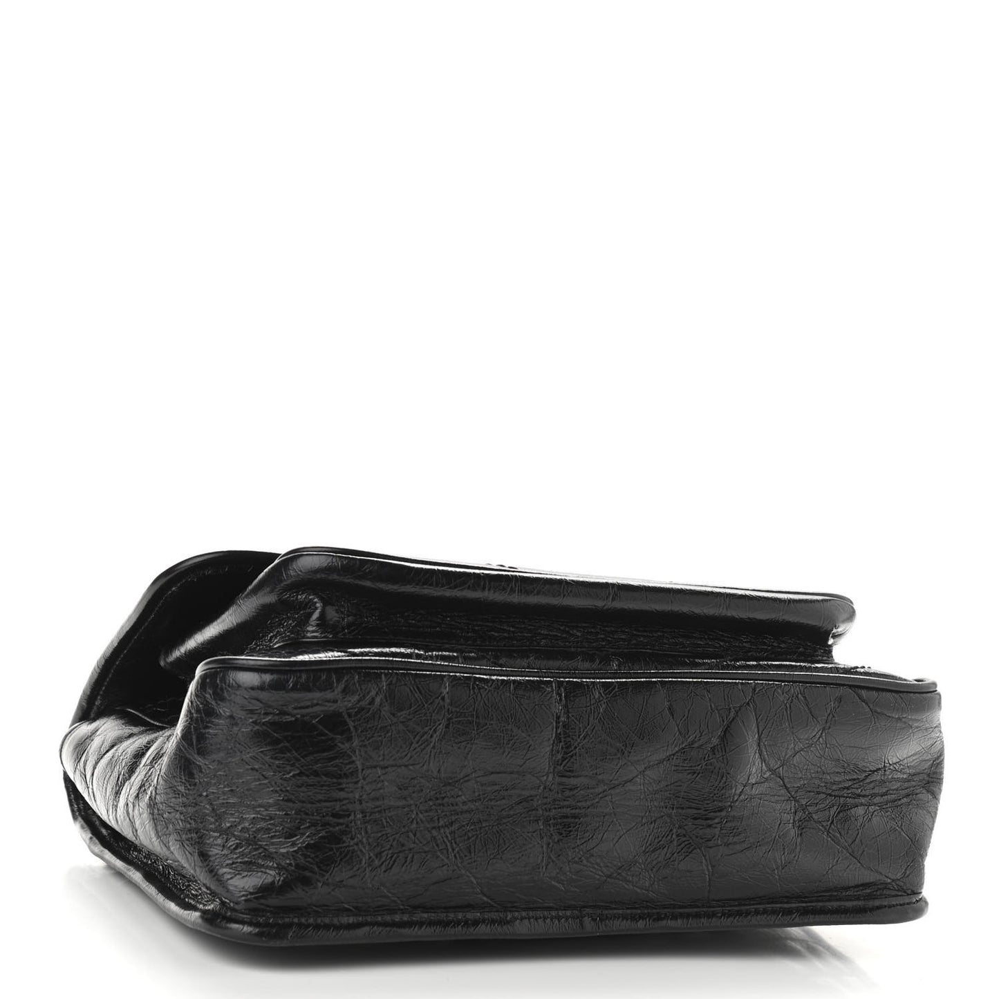Crinkled Calfskin Matelasse Monogram Medium Niki Chain Satchel Black