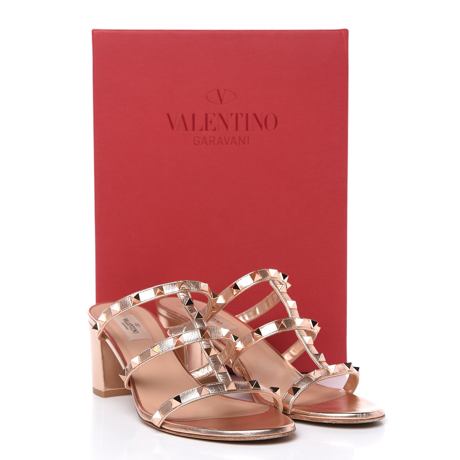 Valentino Garavani Metallic Nappa Rockstud 60mm Caged Slide Sandals 41 Rame 12 of 12