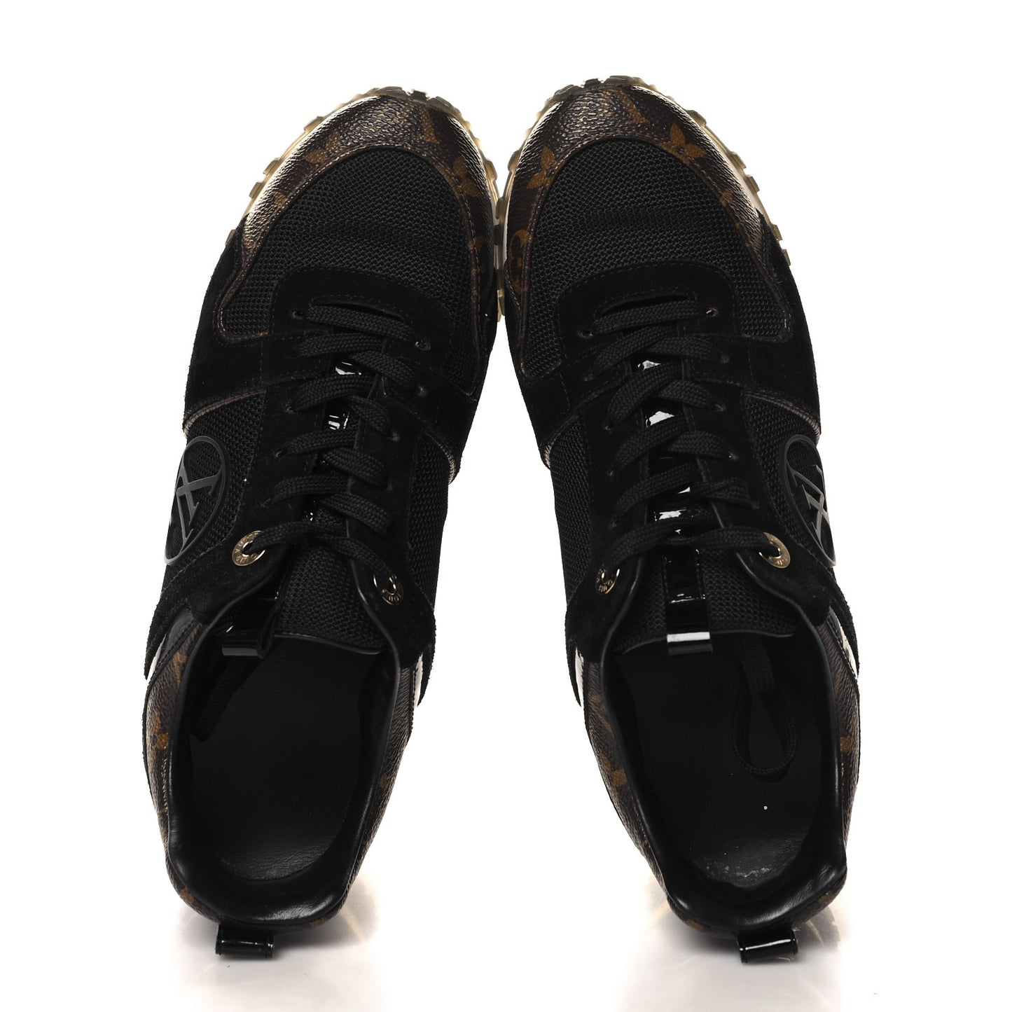 Suede Monogram Run Away Sneakers 37 Black