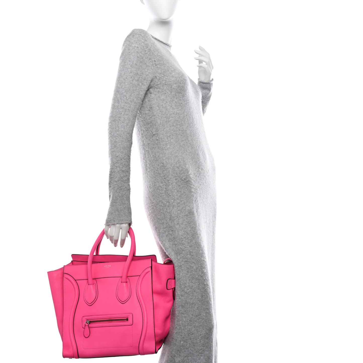 Drummed Calfskin Mini Luggage Fluo Pink