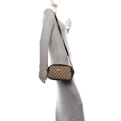 Gucci Monogram Matelasse Diagonal Small GG Marmont Chain Shoulder Bag Beige Black 2 of 10