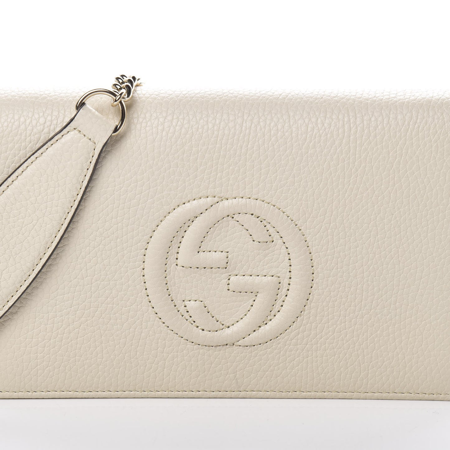 Pebbled Calfskin Soho Wallet on Chain Ivoire