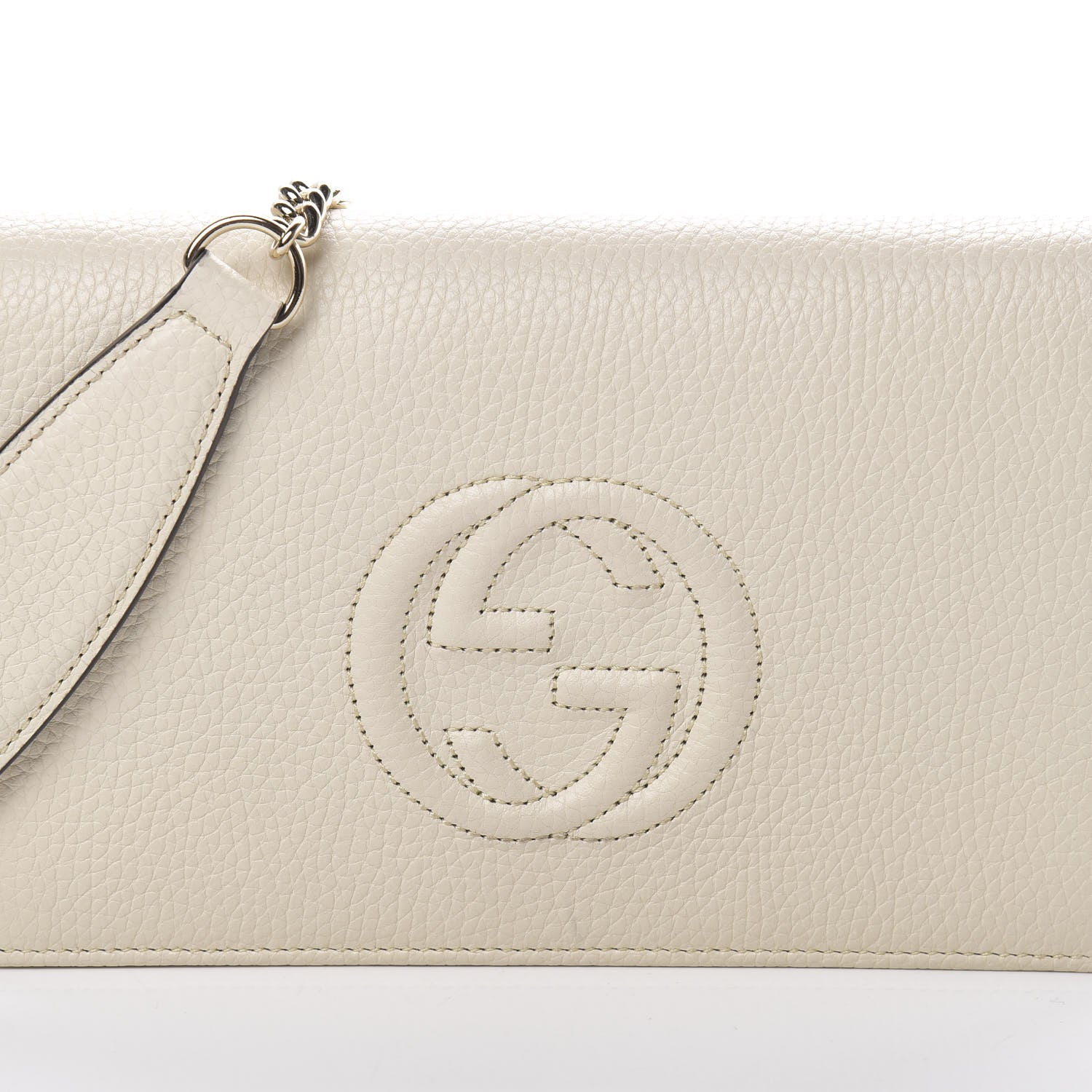 Gucci Pebbled Calfskin Soho Wallet on Chain Ivoire 7 of 9