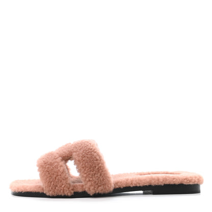 Hermes Woolskin Oran Sandals 37 Rose Aube 1 of 4
