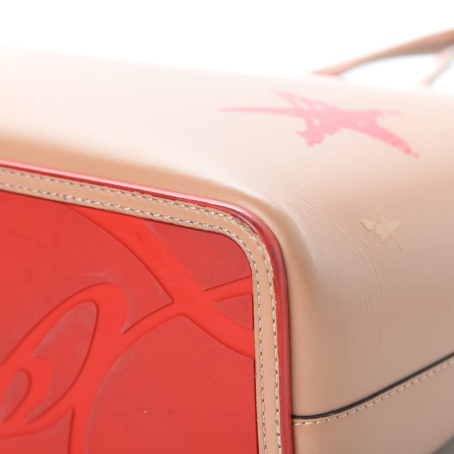 Calfskin Loubitag Spikes Small East West Cabata Tote Nude
