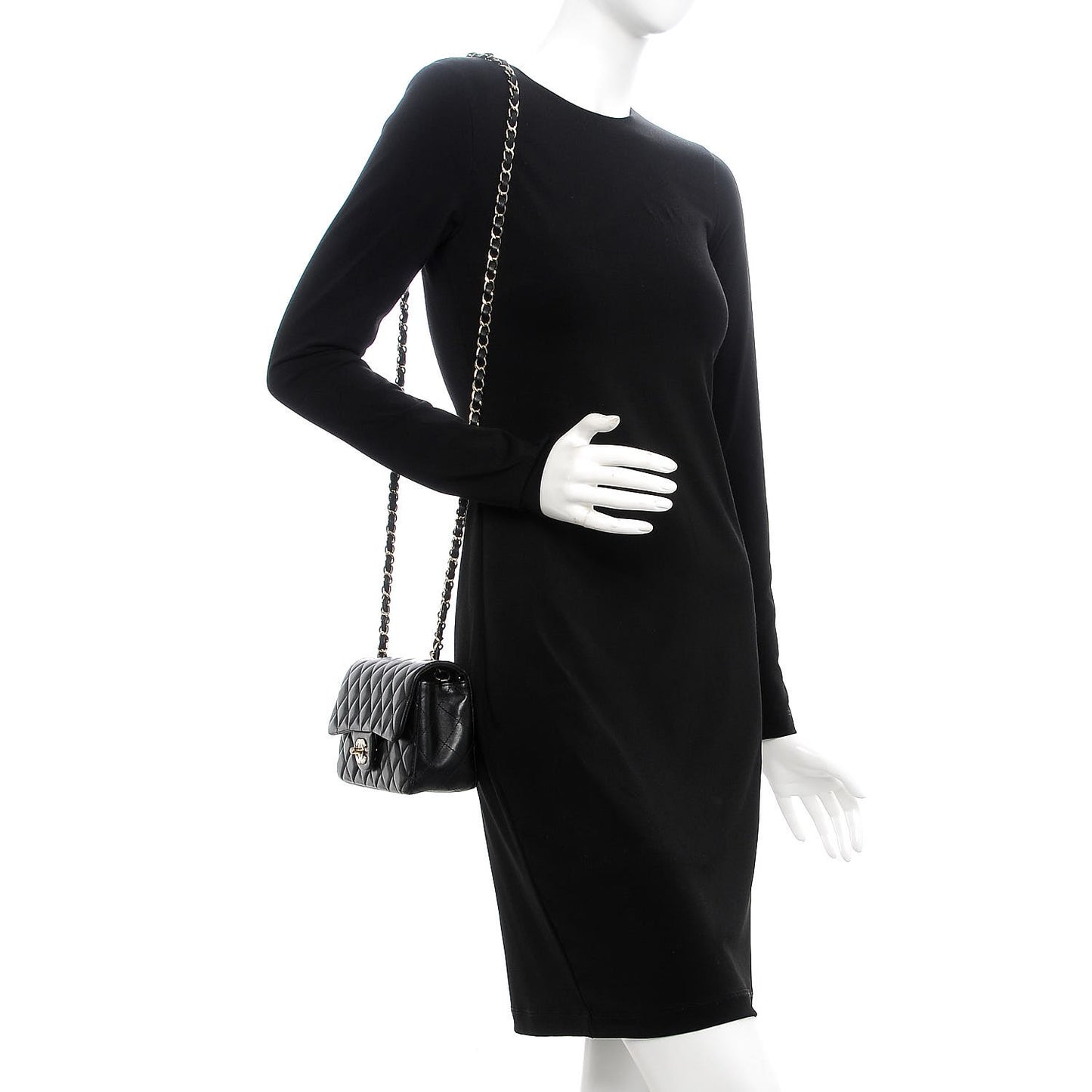 Lambskin Quilted Mini Rectangular Flap Black