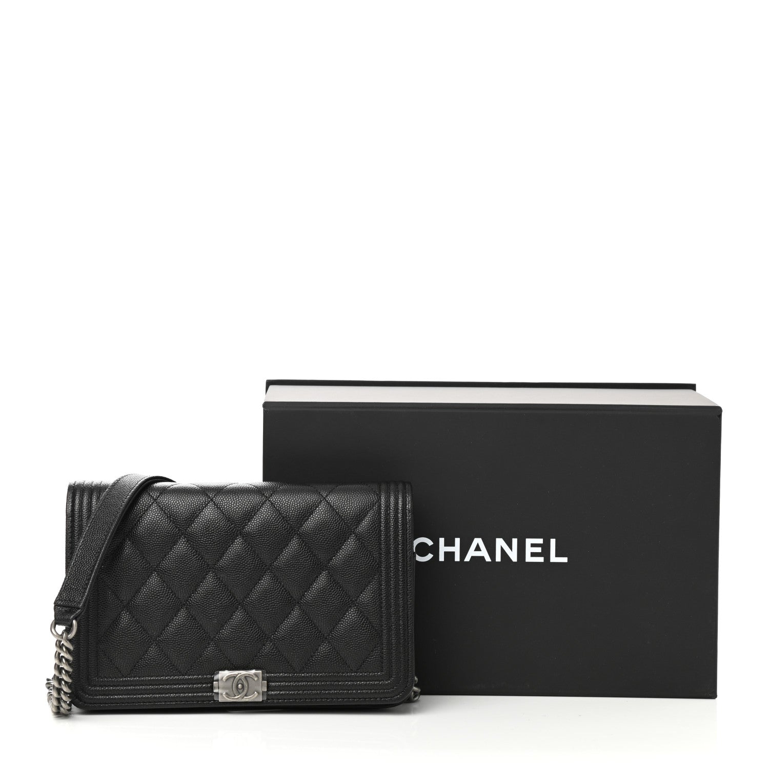 Chanel Caviar Quilted Boy Wallet On Chain WOC Black 14 of 14