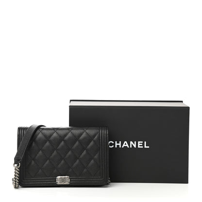 Chanel Caviar Quilted Boy Wallet On Chain WOC Black 14 of 14