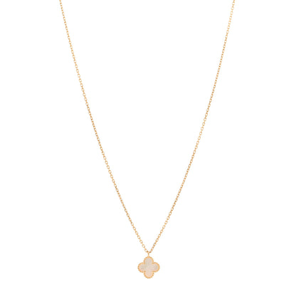 Van Cleef & Arpels 18K Yellow Gold Mother of Pearl Sweet Alhambra Pendant Necklace 1 of 4