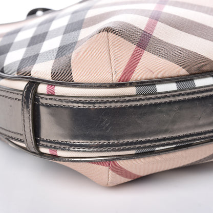 Burberry Patent Supernova Check Medium Barton Hobo Dark Nickel 8 of 13