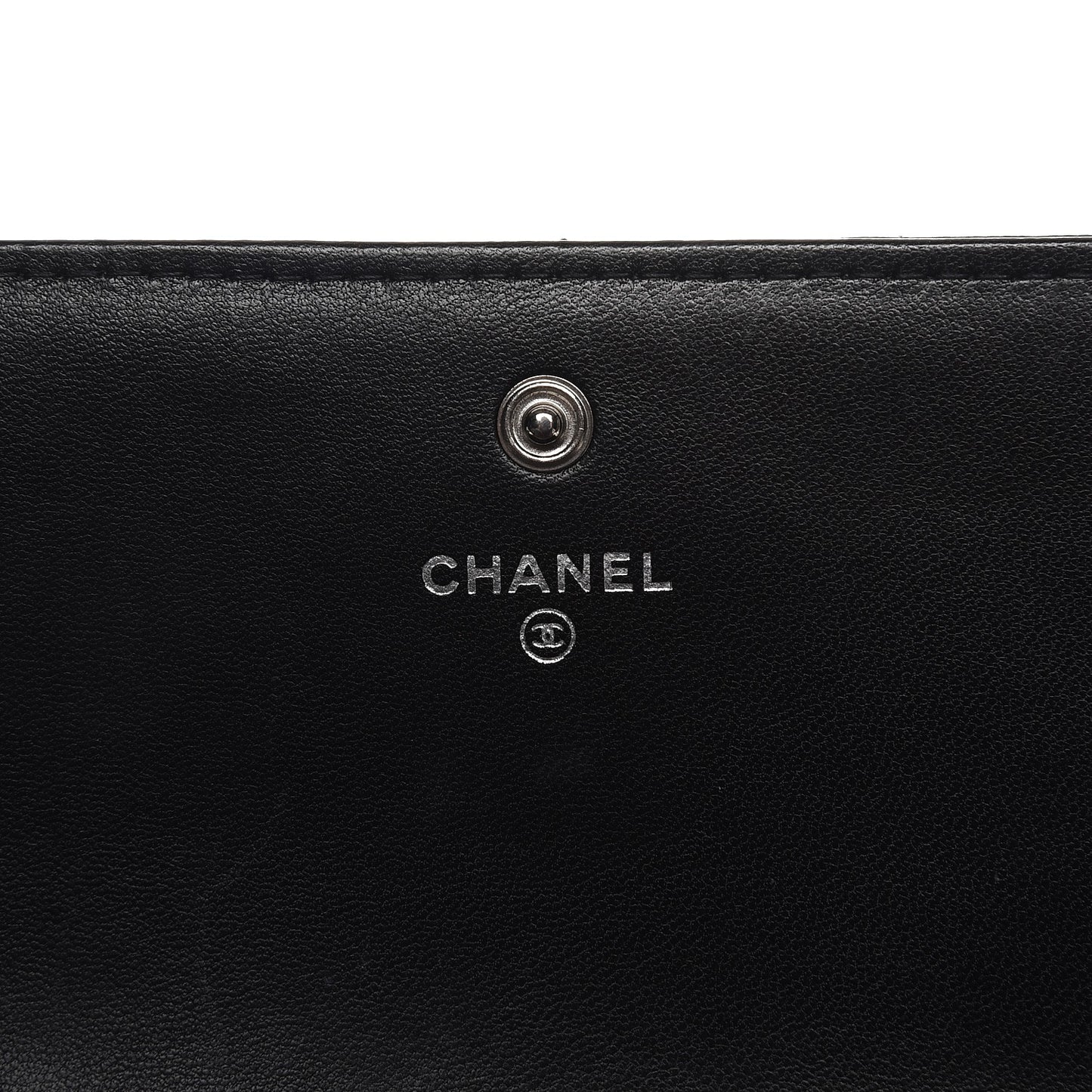 Lambskin Quilted Large Diamond CC Flap Wallet Black