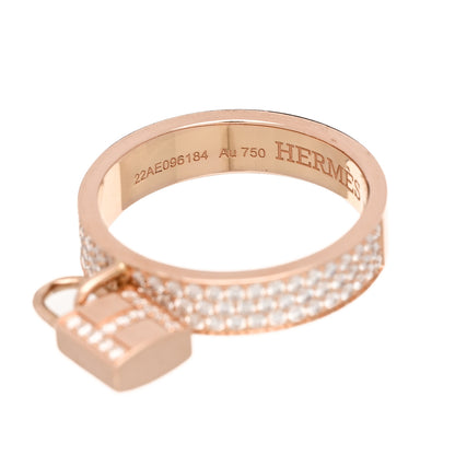 Hermes 18K Rose Gold Diamond MM Kelly Clochette Ring 53 6.5 4 of 6