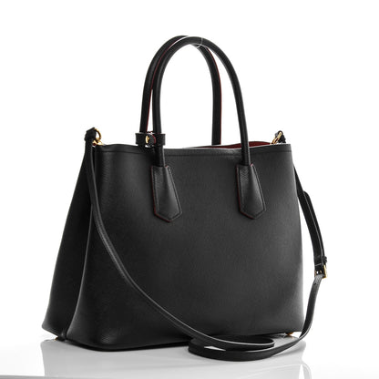 Prada Saffiano Cuir Medium Double Bag Black Fuoco 3 of 7