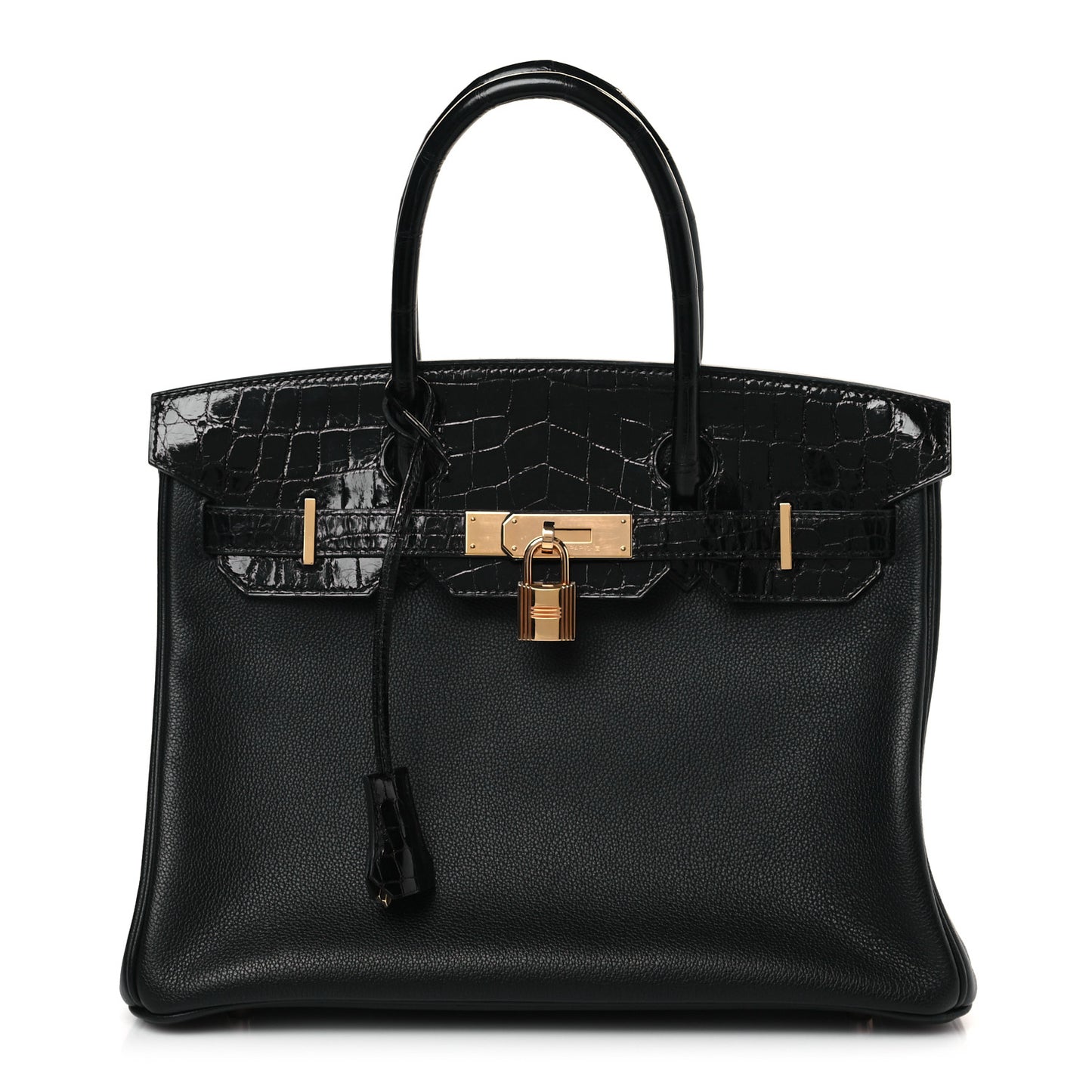 Taurillon Novillo Shiny Niloticus Crocodile Birkin Touch 30 Black