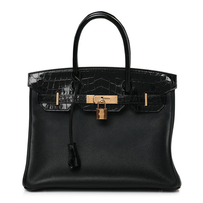 Hermes Taurillon Novillo Shiny Niloticus Crocodile Birkin Touch 30 Black 1 of 9