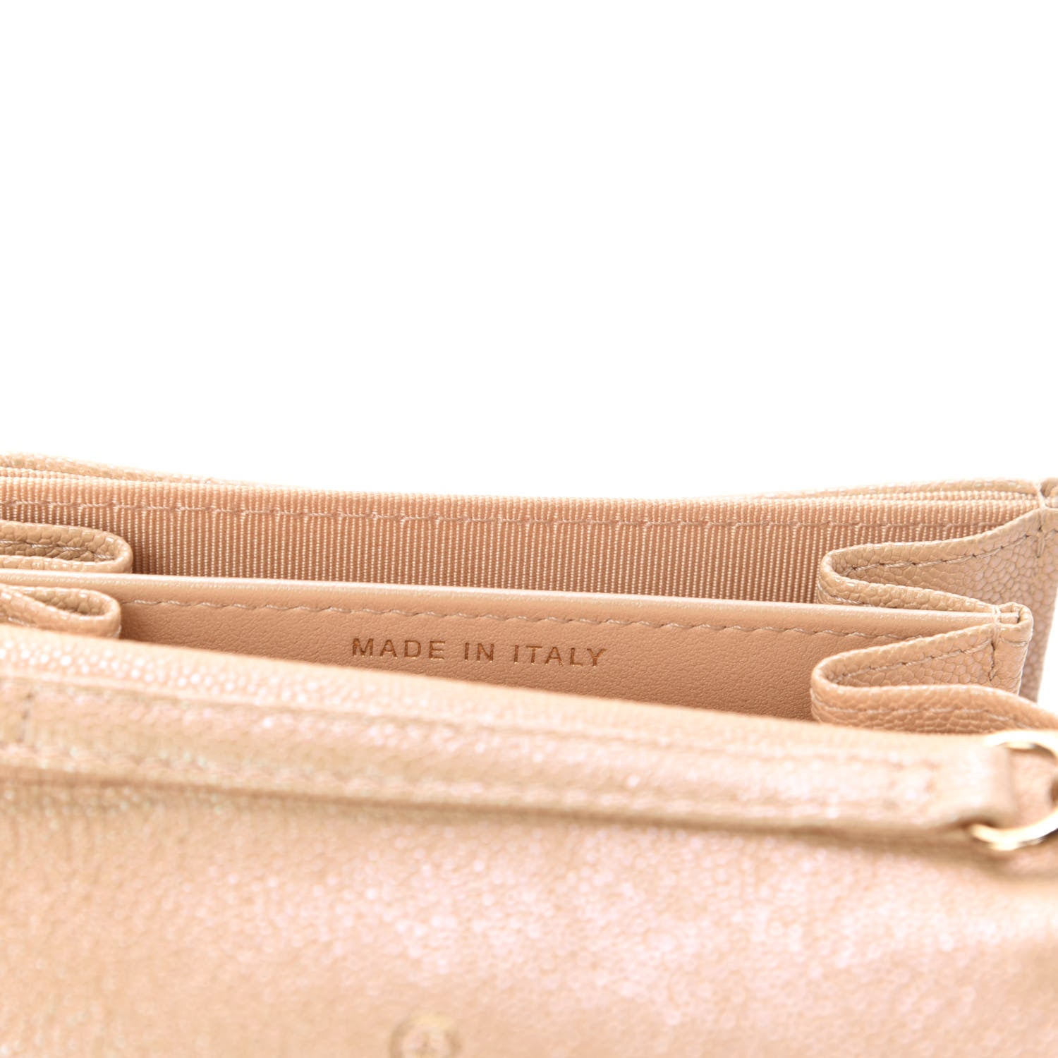 Chanel Iridescent Caviar Quilted Flap Card Holder On Chain Beige 9 of 12