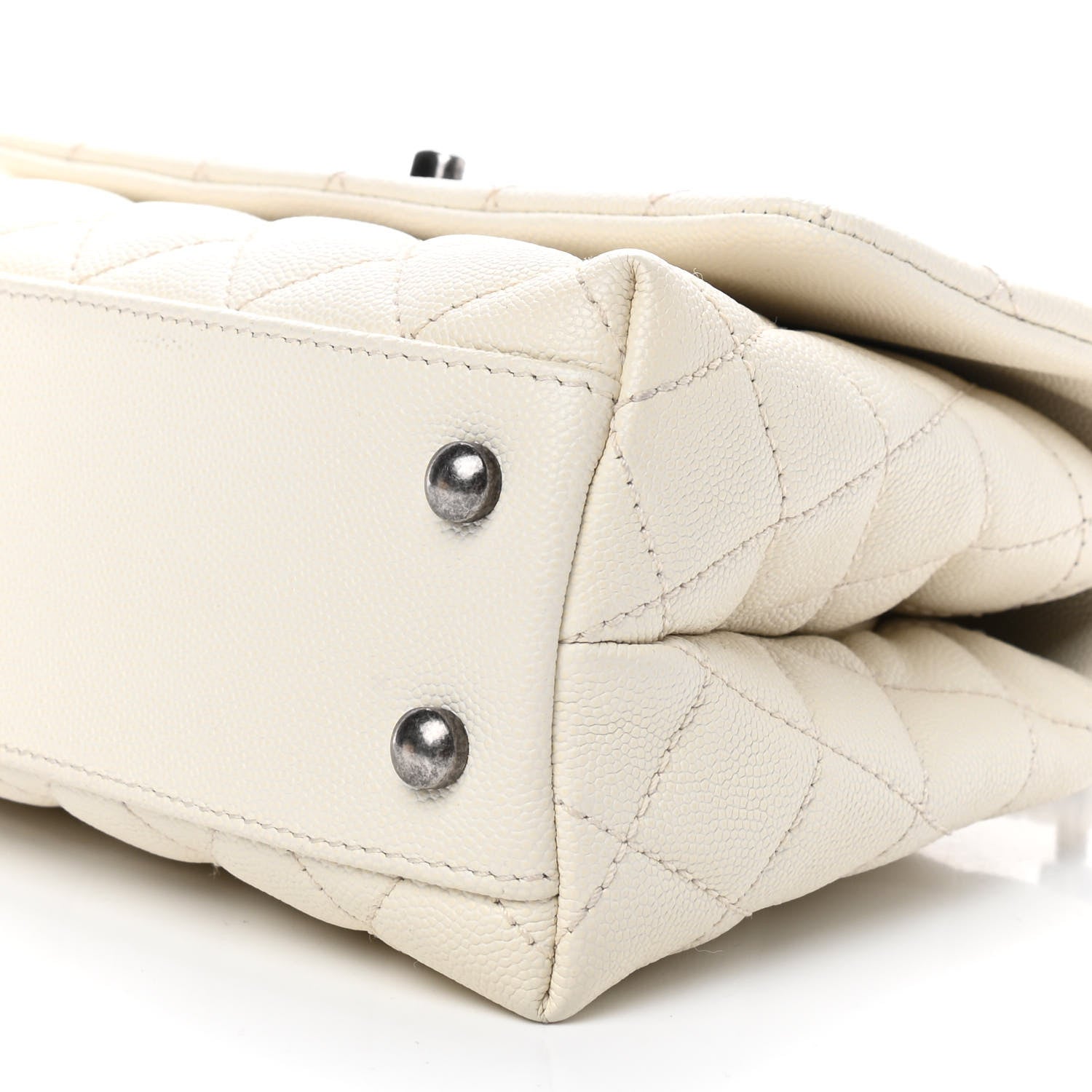 Chanel Caviar Lizard Quilted Mini Coco Handle Flap White 7 of 9