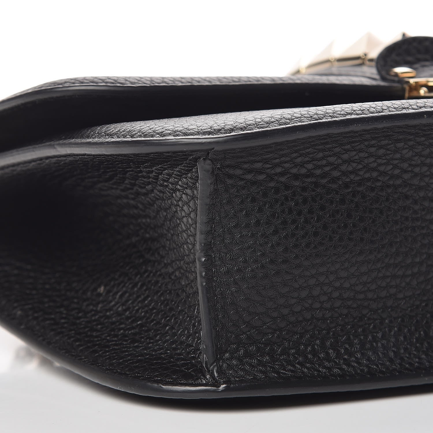Valentino Garavani Pebbled Calfskin Medium Glam Lock Rockstud Flap Black 7 of 9