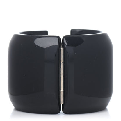 Chanel Resin Cuff Bracelet Black Silver 2 of 3
