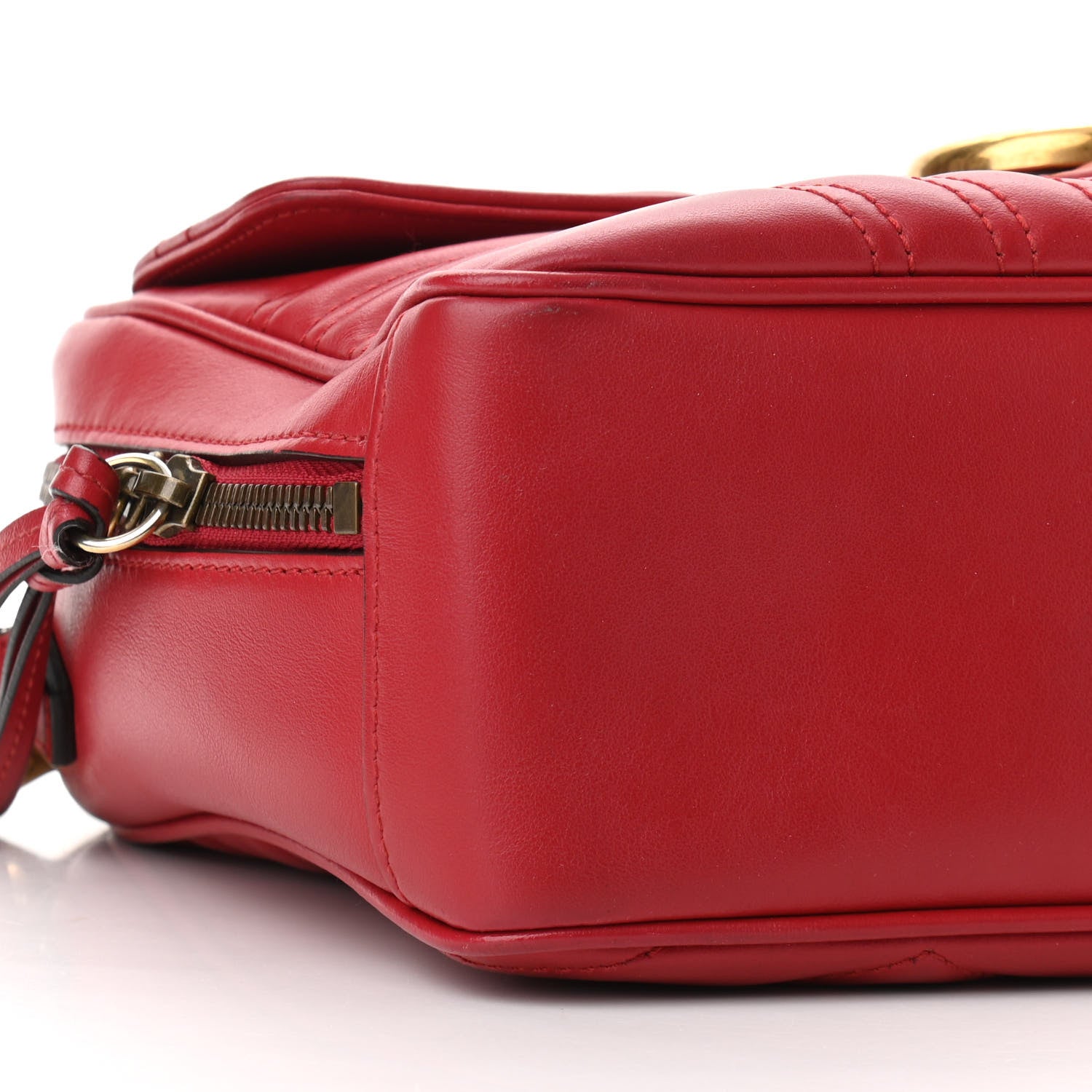 Gucci Calfskin Matelasse Sylvie Web Small GG Marmont Top Handle Shoulder Bag Hibiscus Red 12 of 13