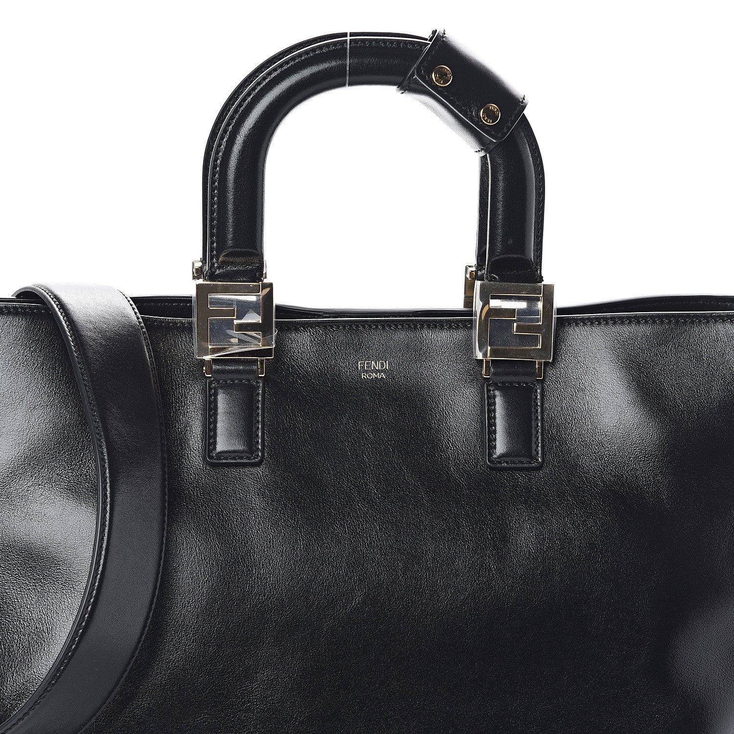 Fendi Vitello Glacier Medium FF Tote Black 6 of 8