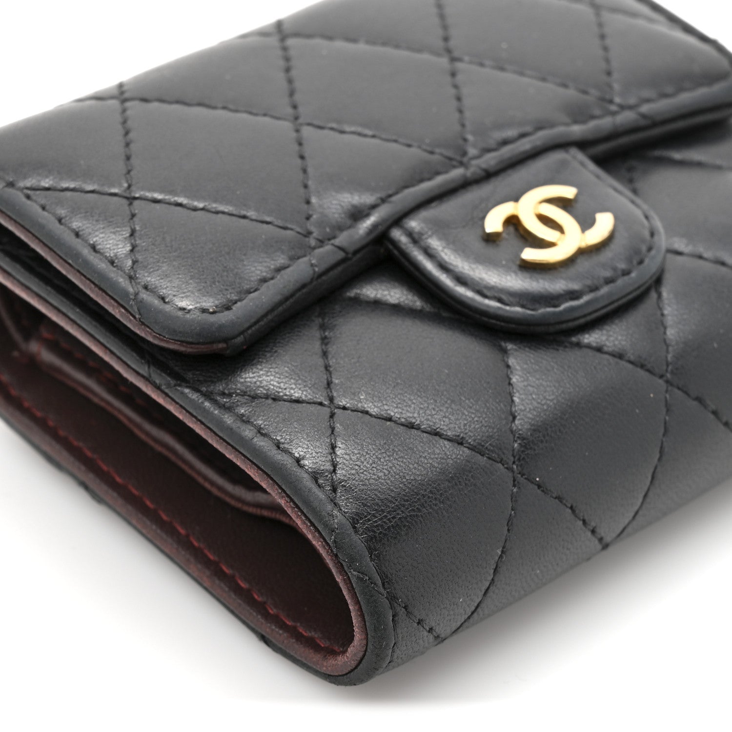 Chanel Lambskin Quilted Compact Flap Wallet Black 10 of 12