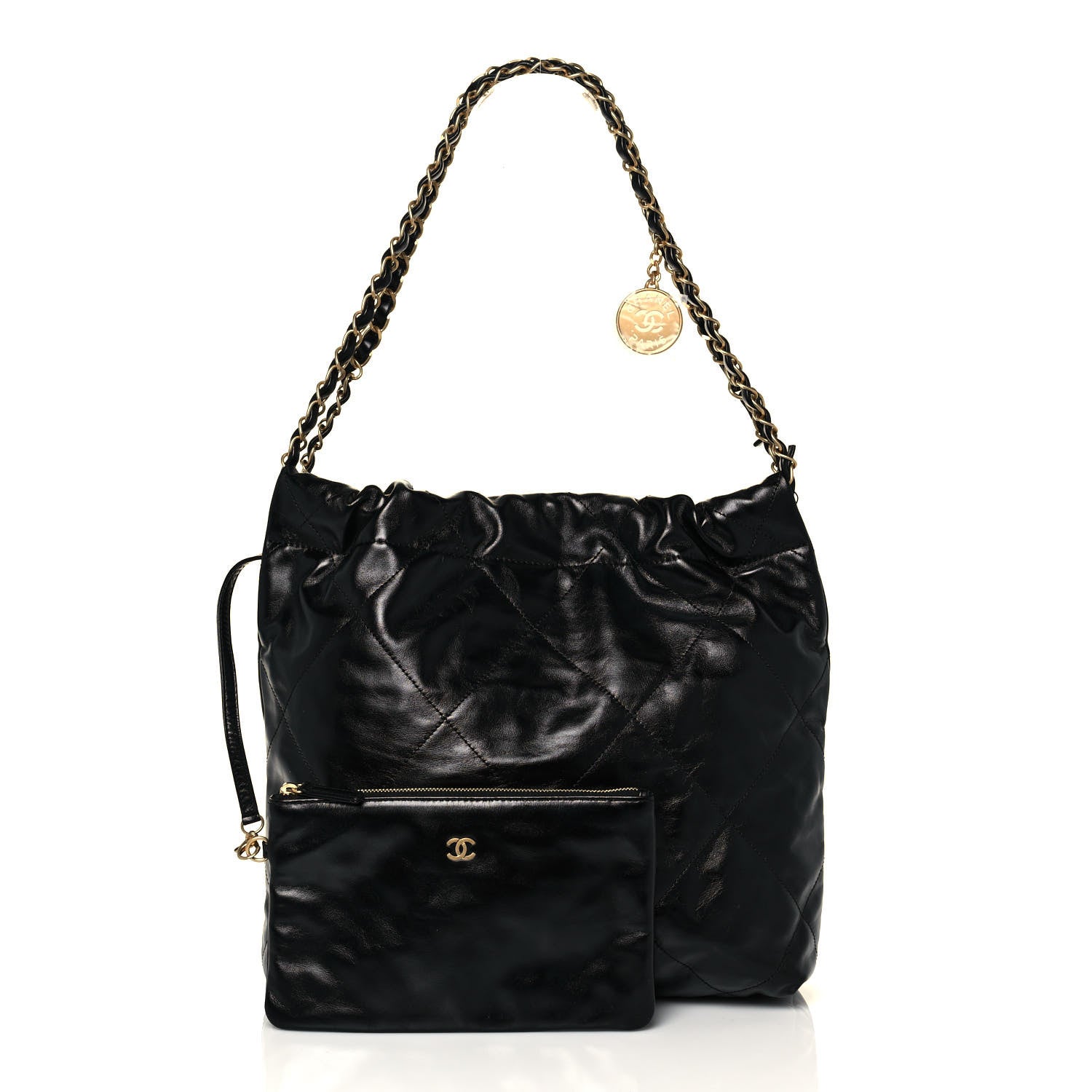 Chanel Shiny Calfskin Quilted Small Chanel 22 Black 3 of 15
