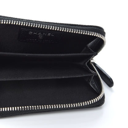 Chanel Caviar CC Small Zip Around Coin Purse Black Blue Green 5 of 7