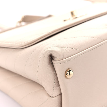 Chanel Grained Calfskin Small Chevron Chic Top Handle Flap Beige 8 of 17